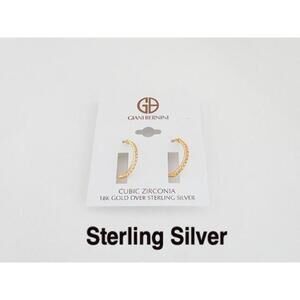 Giani Bernini CZ, 18k Gold over SS hoop earings